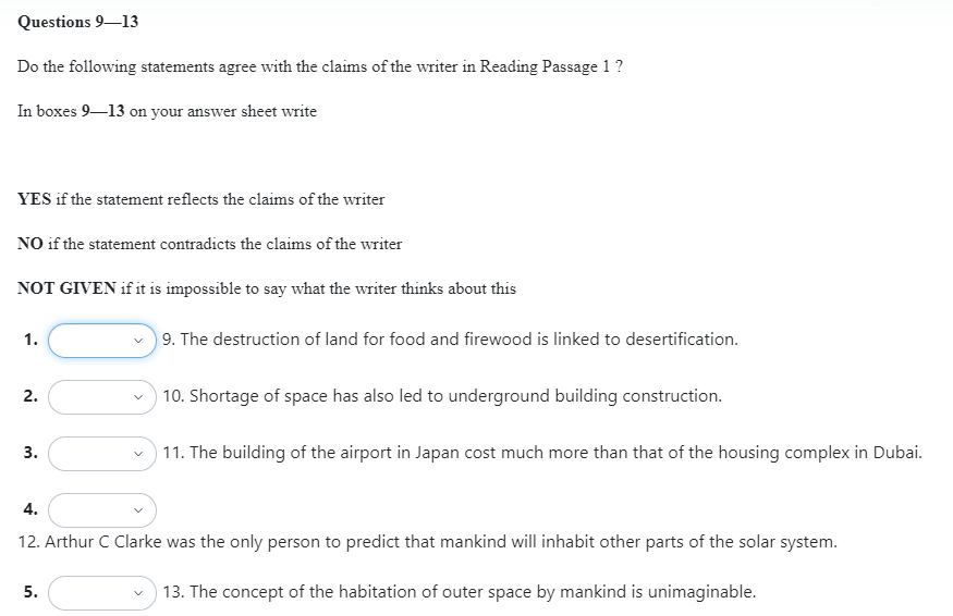 Dạng bài True False Not given