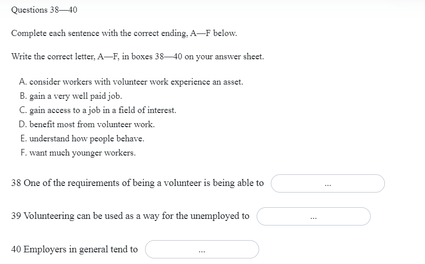 dạng bài Matching Sentence Endings