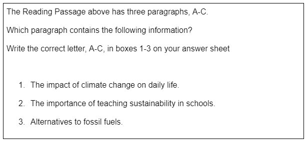 format Matching Information IELTS Reading
