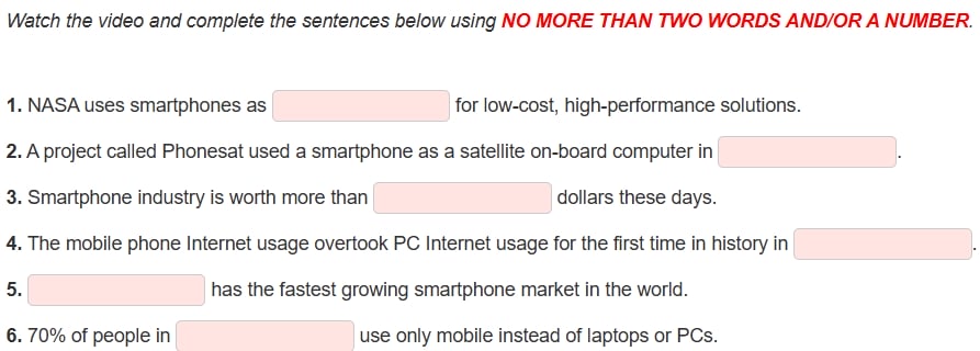 sentence completion IELTS listening 2