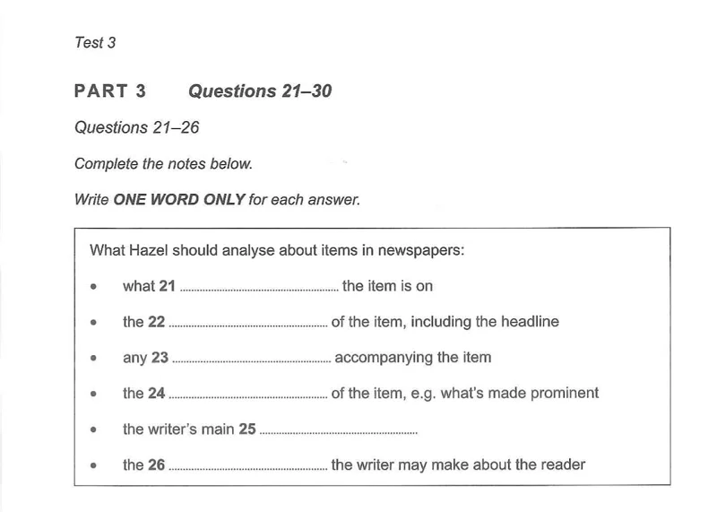 Dạng bài Note Completion trong IELTS Listening Part 3 1