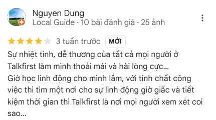 review Trung tâm tiếng Anh TalkFirst 4