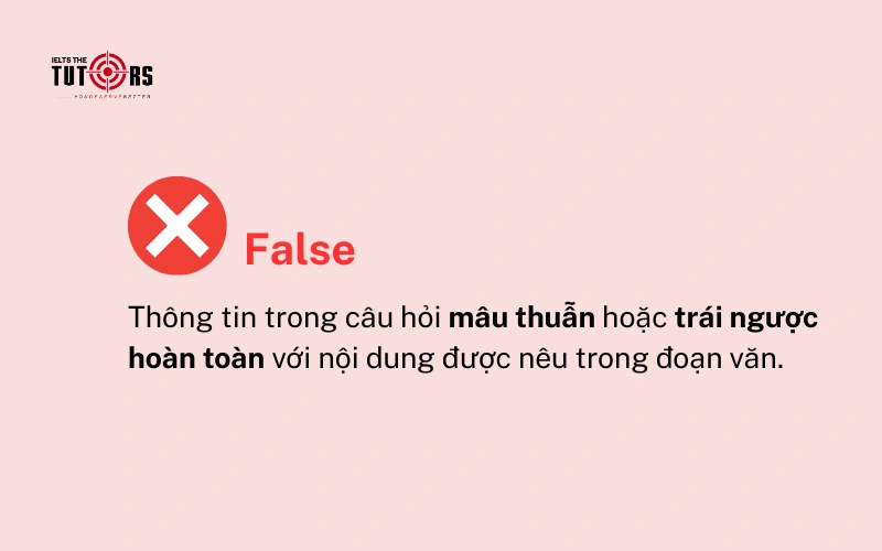 đáp án False trong câu hỏi true false not given 2