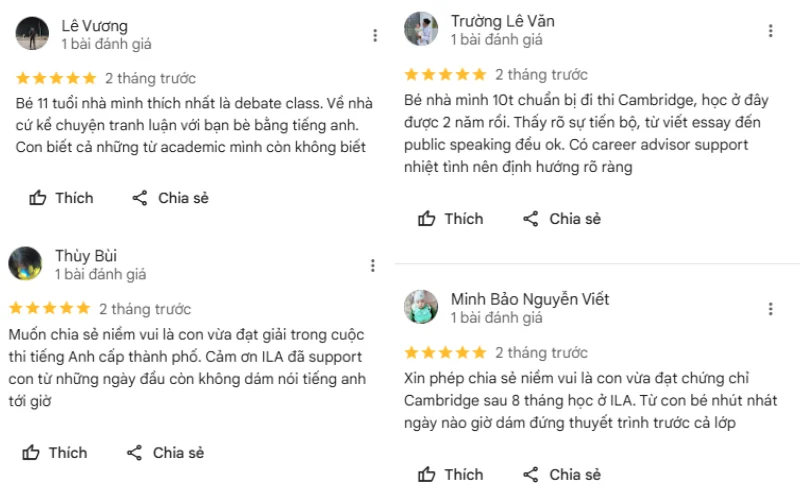 review anh ngữ ILA trên googlemaps 13-06-25
