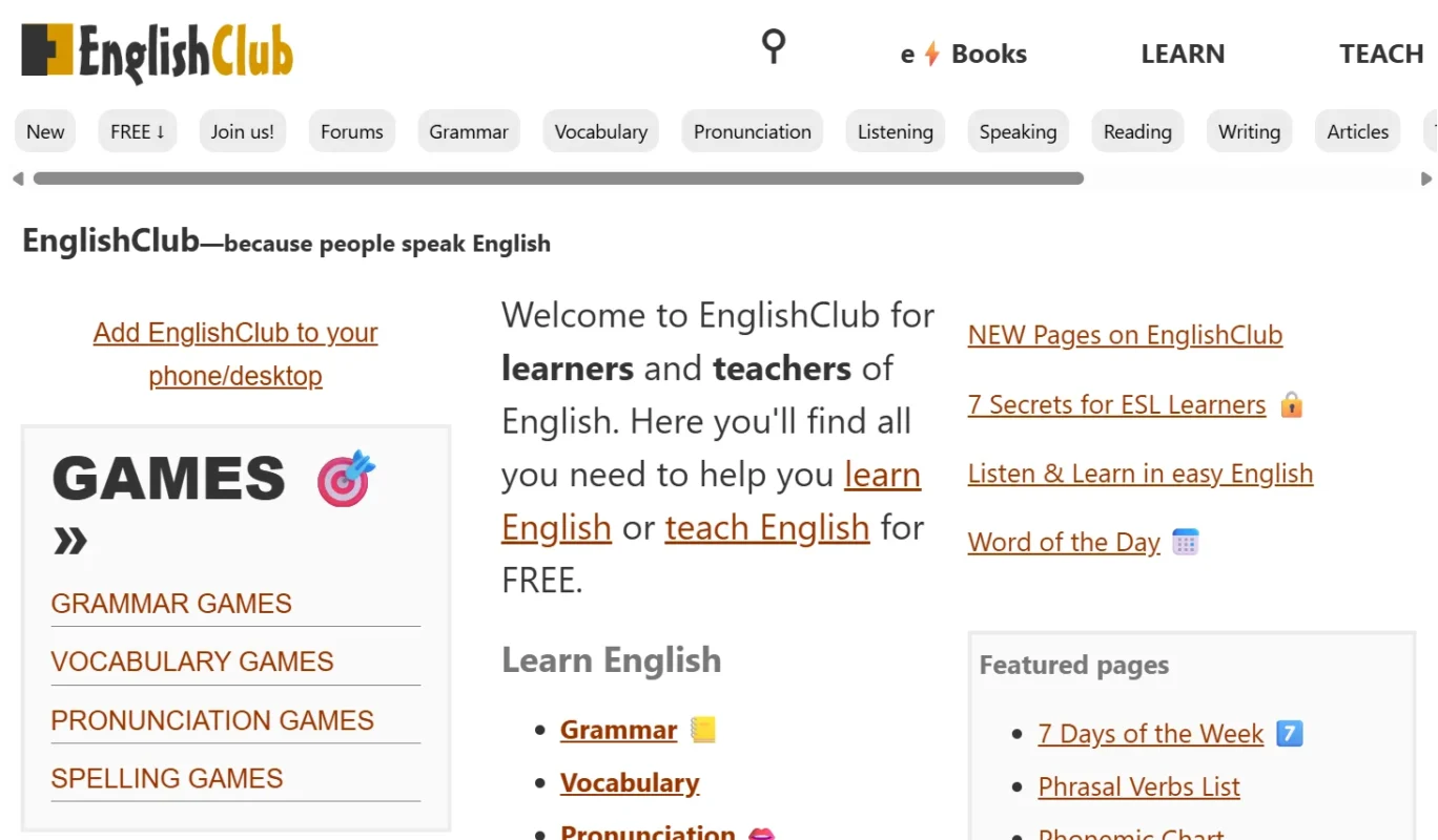 web luyện reading ielts english club 6