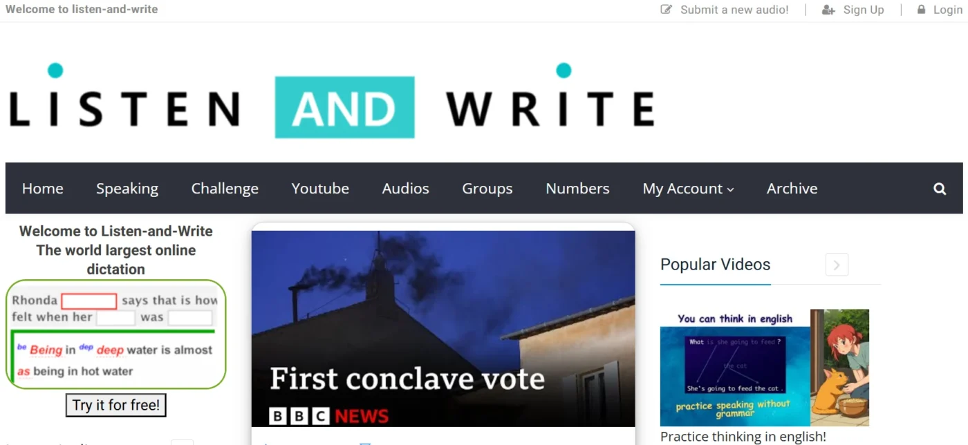 listen and write website itts 5