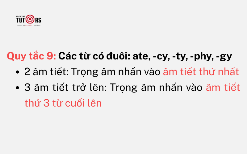 Quy tắc đánh trọng âm tiếng Anh 9