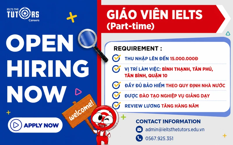 tuyển dụng giáo viên IELTS Part time thumbnail