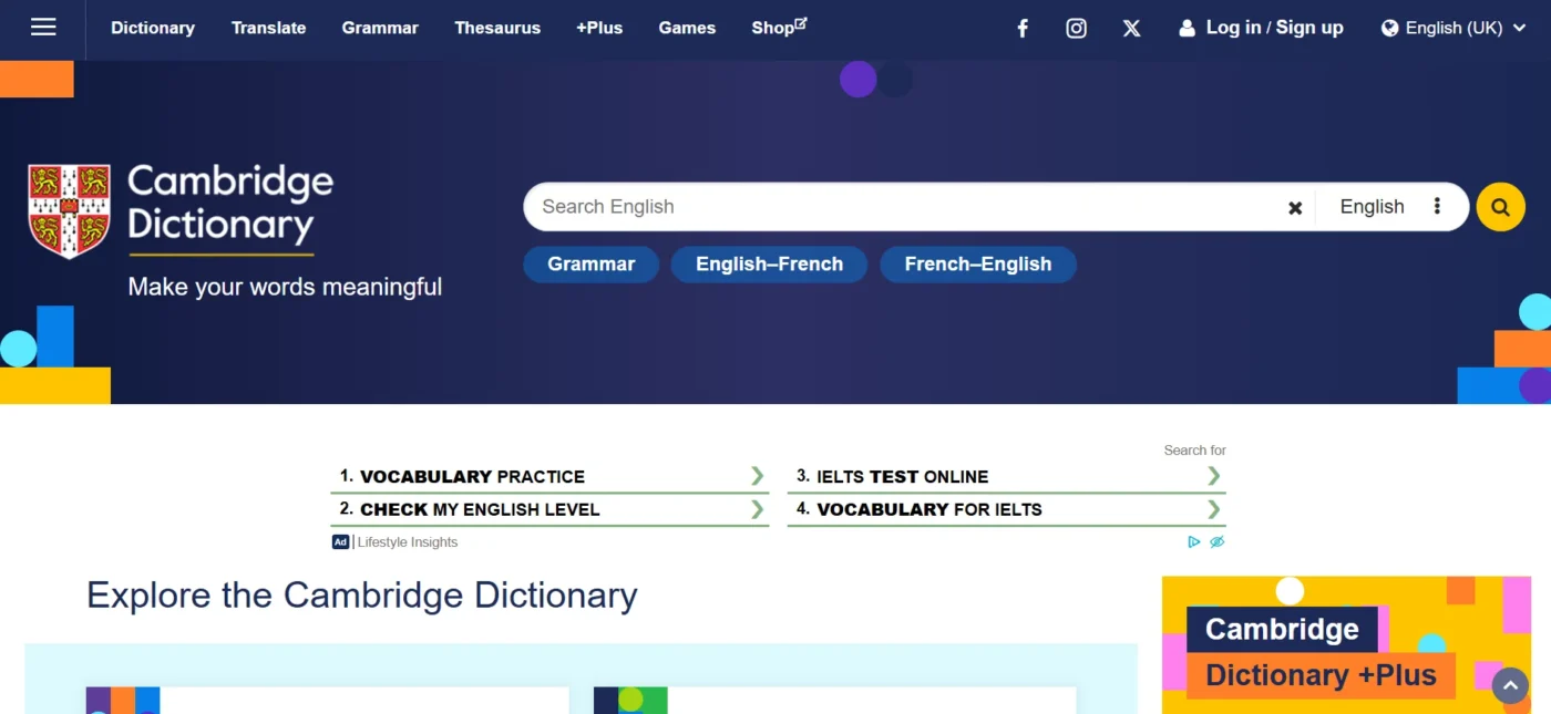 trang web học ielts online miễn phí Cambridge Dictionary 1610