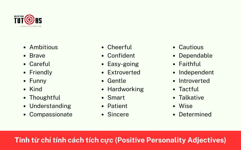 Tính từ chỉ tính cách tích cực