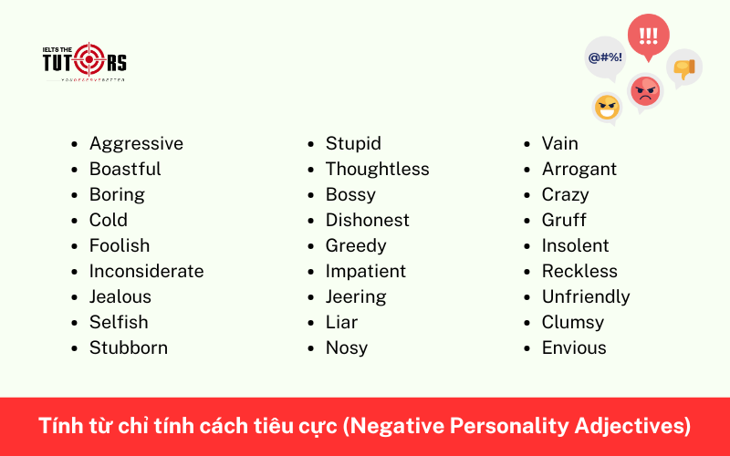 Tính từ chỉ tính cách tiêu cực