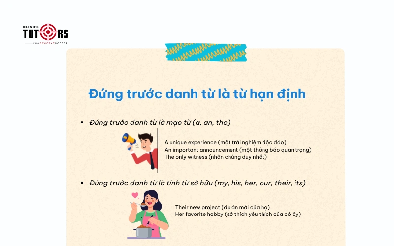 Đứng trước danh từ là từ hạn định