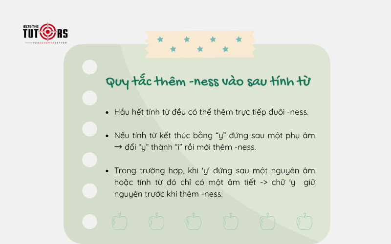 Quy tắc thêm hậu tố -ness vào sau tính từ