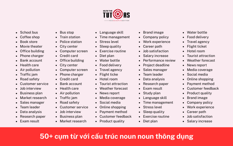 các cụm từ với cấu trúc noun noun thông dụng