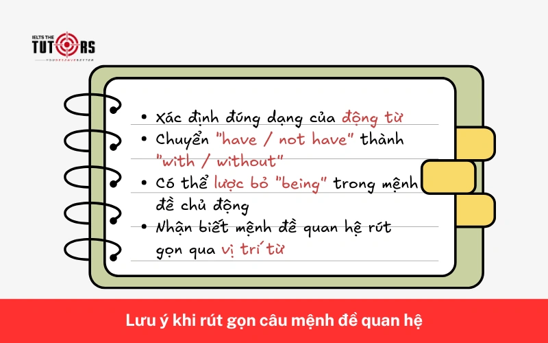Lưu ý khi rút gọn câu mệnh đề quan hệ