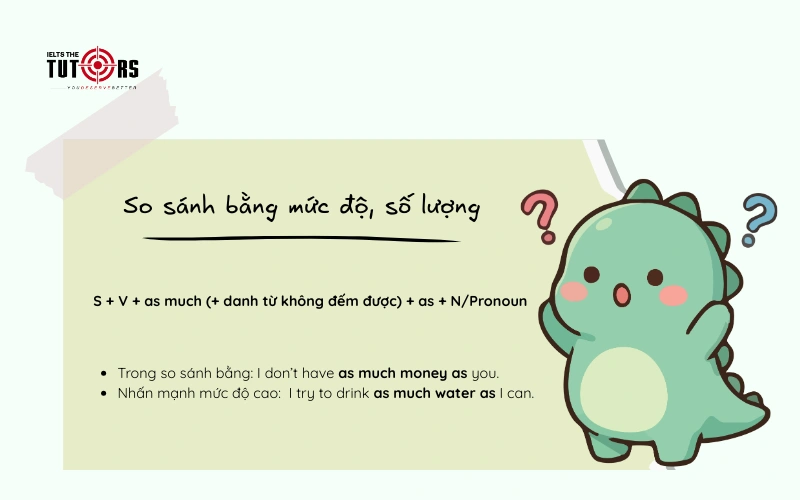 as much as so sánh bằng mức độ, số lượng