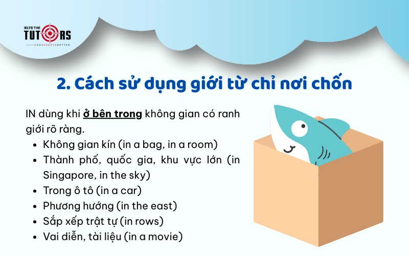 Cách sử dụng giới từ in chỉ nơi chốn