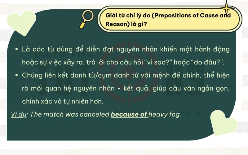 Giới từ chỉ lý do là gì 