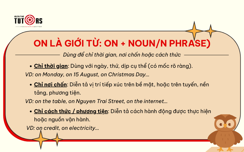 Giới từ on là gì