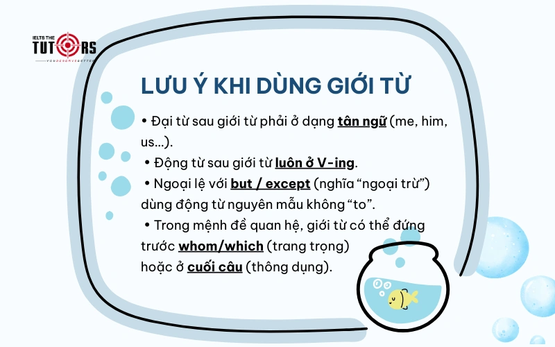 Lưu ý khi sử dụng giới từ