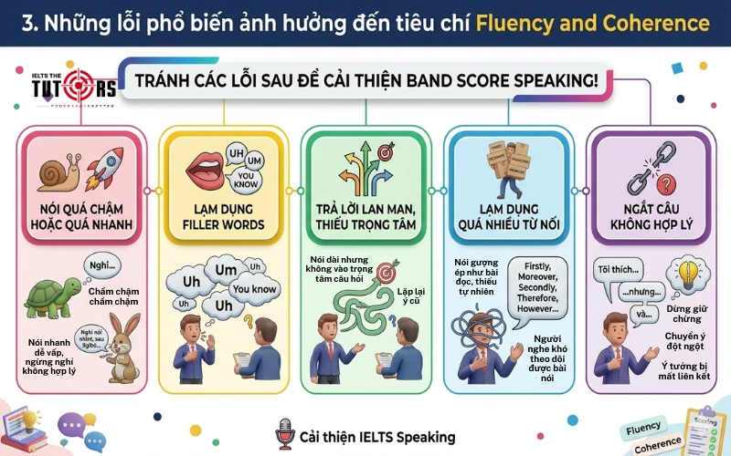 Những lỗi phổ biến ảnh hưởng đến tiêu chí Fluency and Coherence