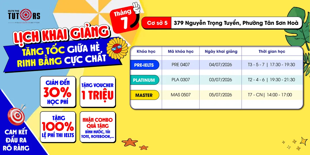 lịch khai giảng tháng 7 2026 cs nguyễn trọng tuyển