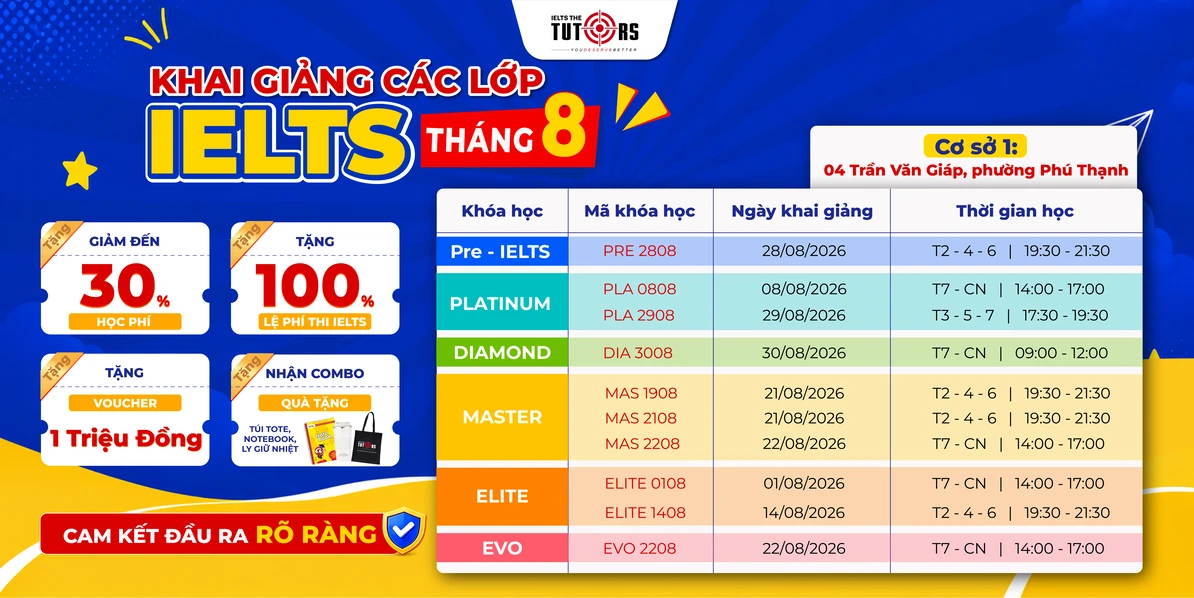 lịch khai giảng tháng 8 2026 cs trần văn giáp