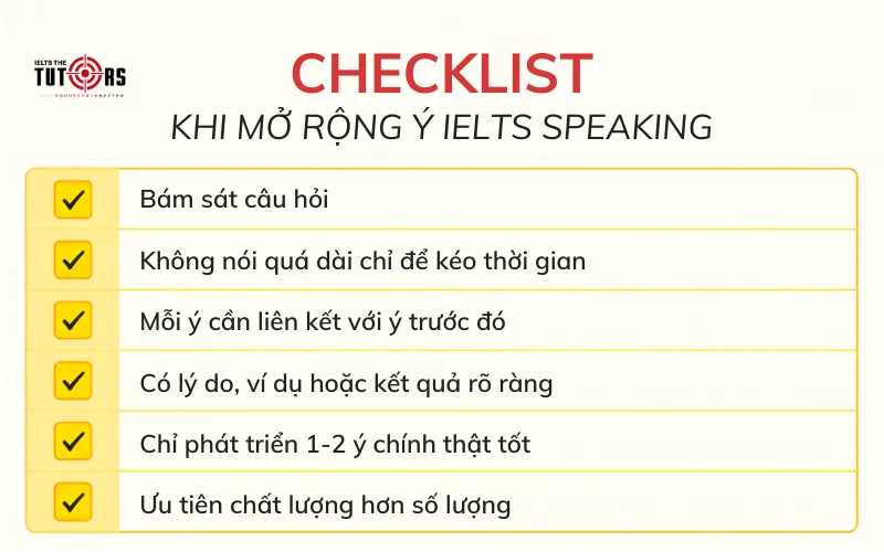 lưu ý khi triển khai ý tưởng trong IELTS Speaking