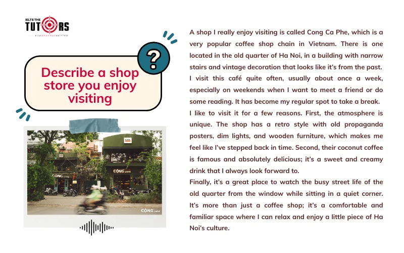 Describe a shop store you enjoy visiting sample Speaking part 2
