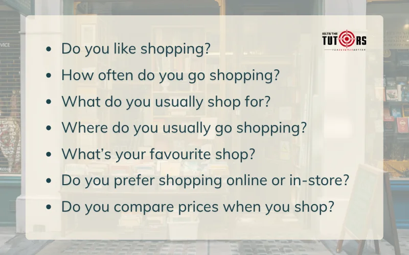 câu hỏi thường gặp trong IELTS Speaking topic Shopping