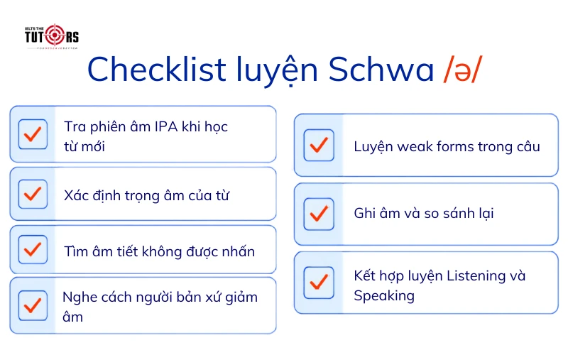 checklist luyện schwa sound