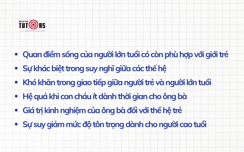 Ý tưởng triển khai chủ đề Generation gap Writing task 2